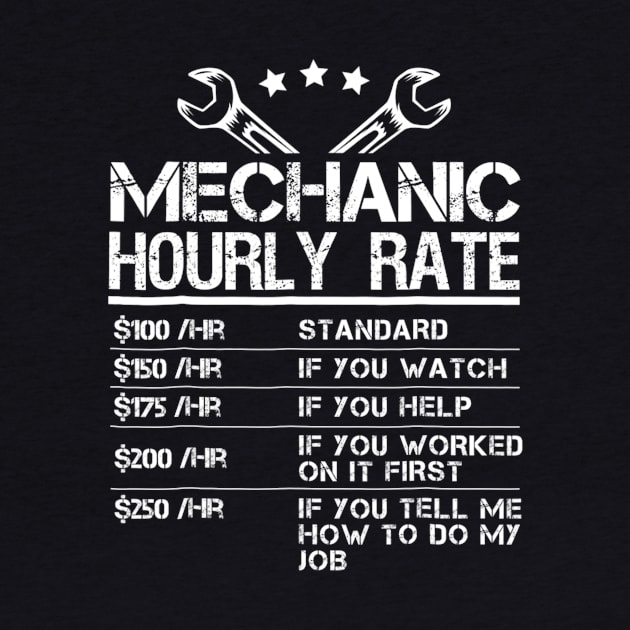 Funny Mechanic Hourly Rate Gift Labor Rates by dashawncannonuzf